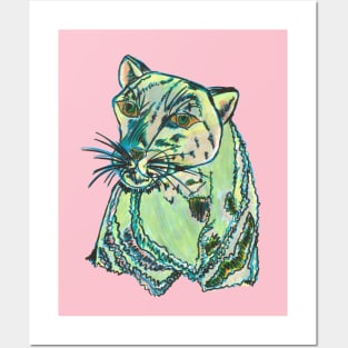 Snow Leopard Contemporary Sketch Posters and Art